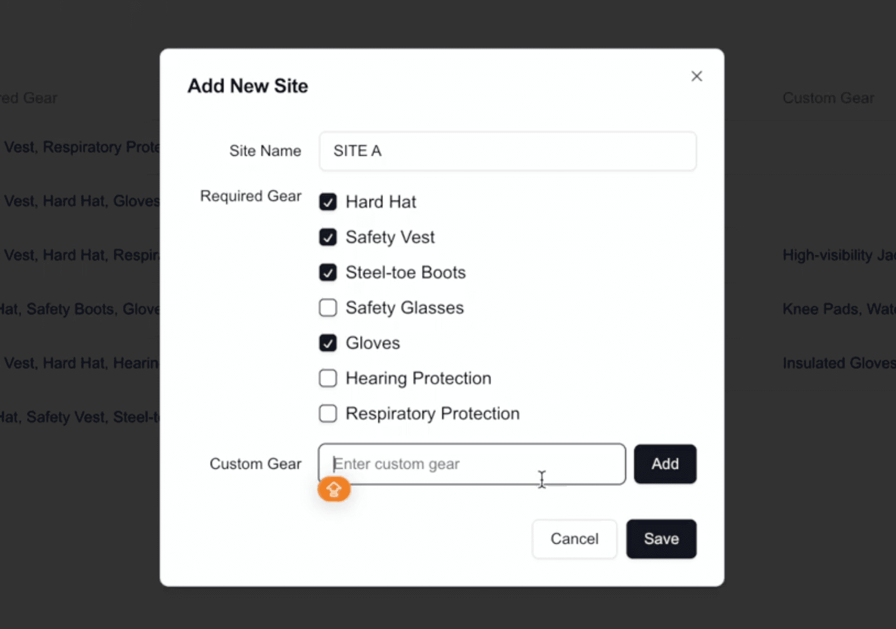 Adding a New Site and Gear Requirements